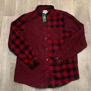NWT L.L Bean Scotch Plaid Checkered Relaxed‎ Fit Button Down Flannel Shirt